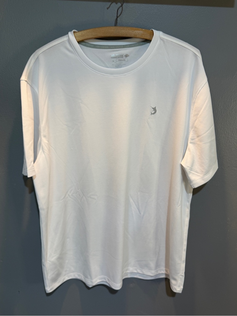 REEL LEGENDS MEN’S WHITE CREW PERFORMANCE SHIRT SZ L